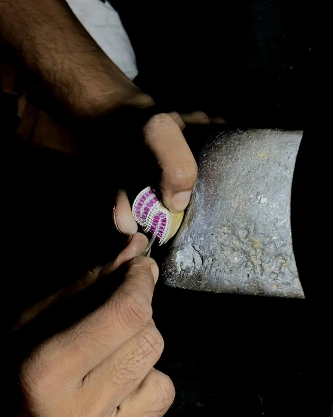 Craftman making jewellery